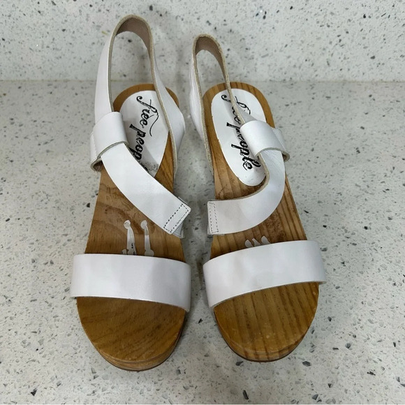 Free People Dune Wooden Beach White Leather Clog wood clog​​ - Picture 6 of 10